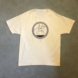 Louvre Museum Attic Red-Figure Cup Horseman Graphic T-Shirt Cream Mens XL